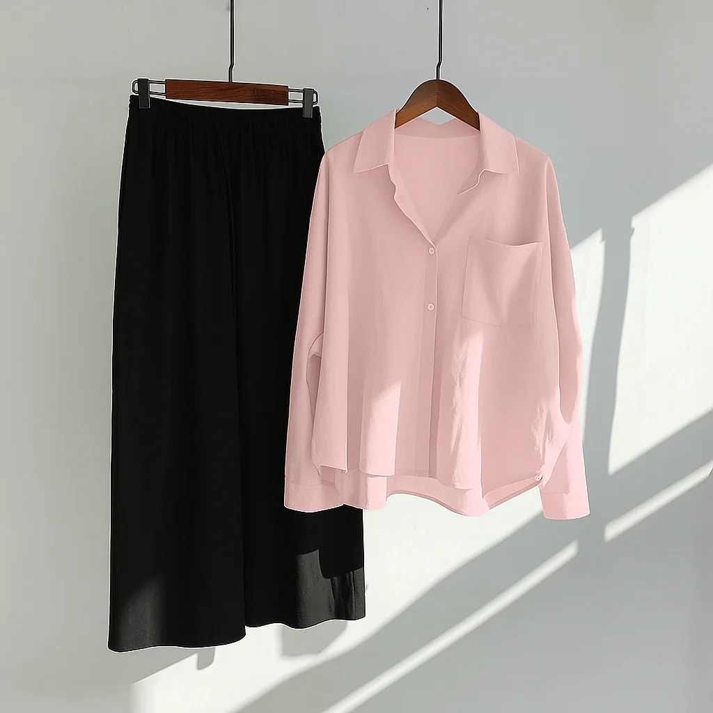 womens coord sets with light pink   shirt and black trouser