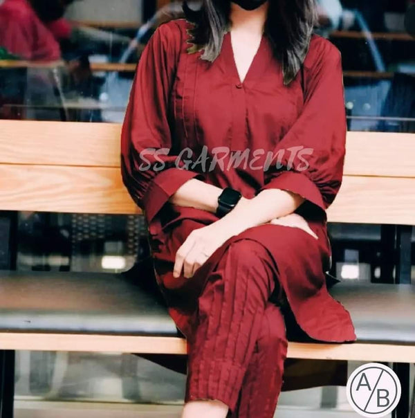 womens long dress in mehroon colour