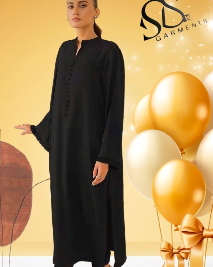 Women's  long dress  set in black colour