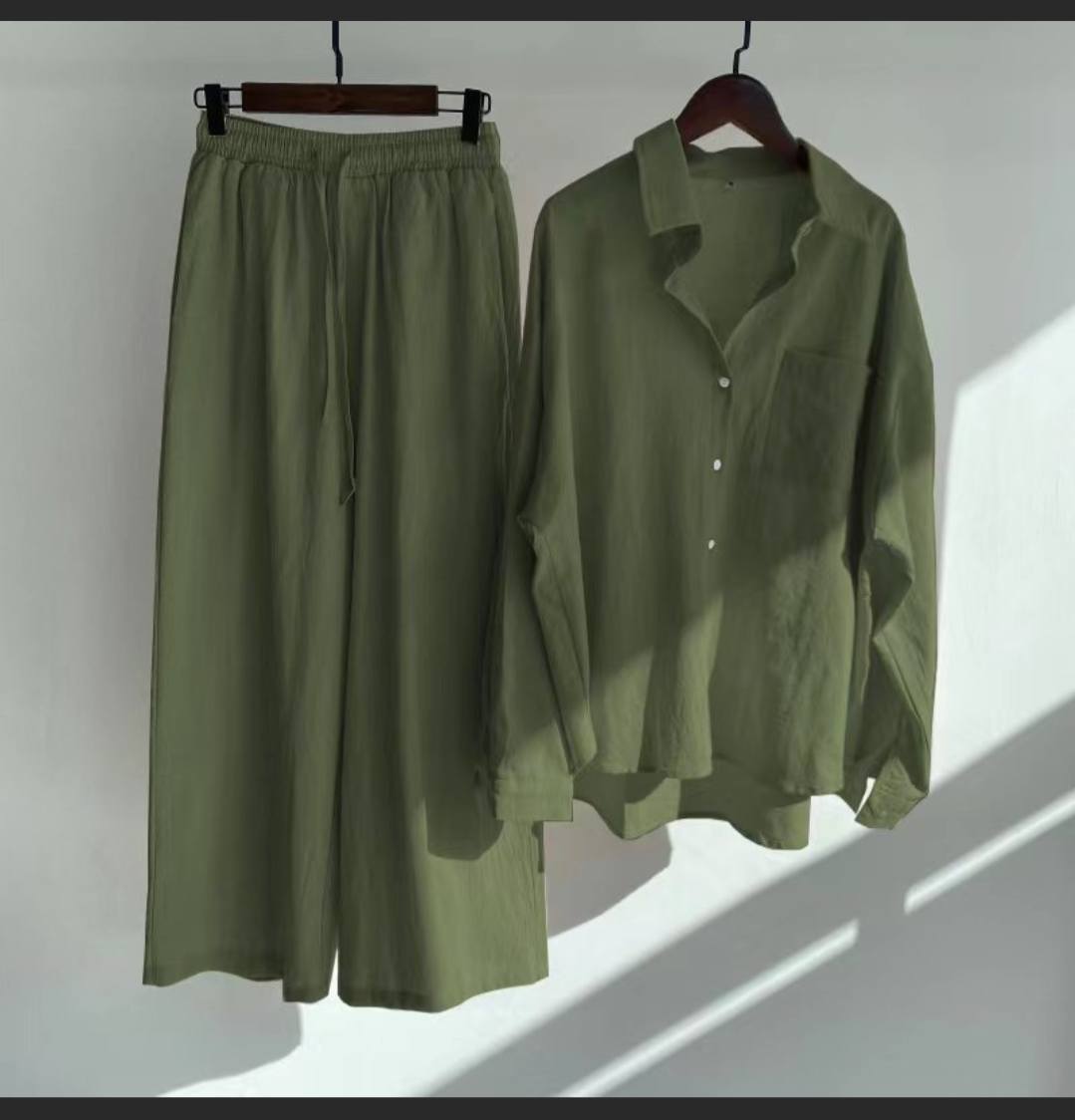womens coord set in olive green colour