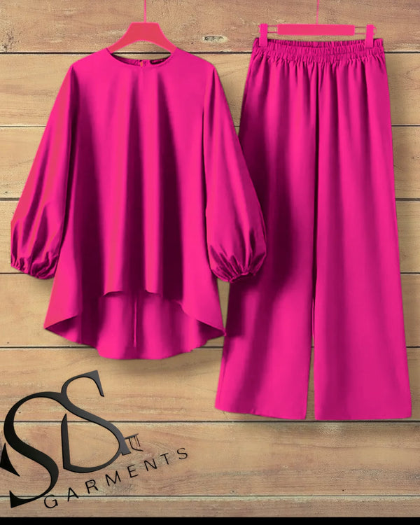 womens coord set in shocking pink colour