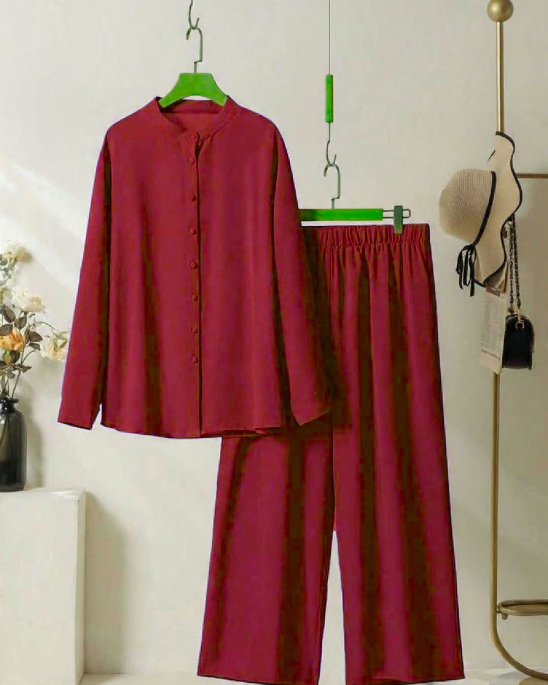 womens coord set in  mehroon colour