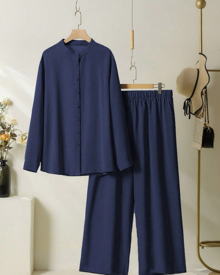 womens coord set in navy blue colour