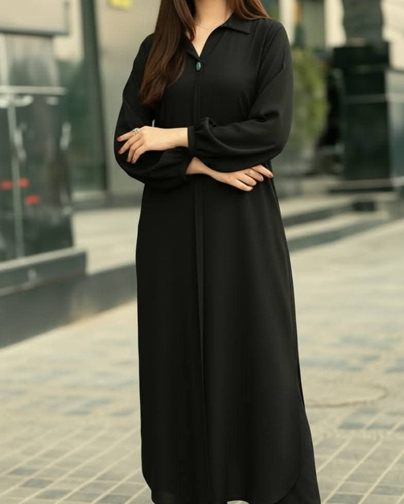 womens long dress in black colour