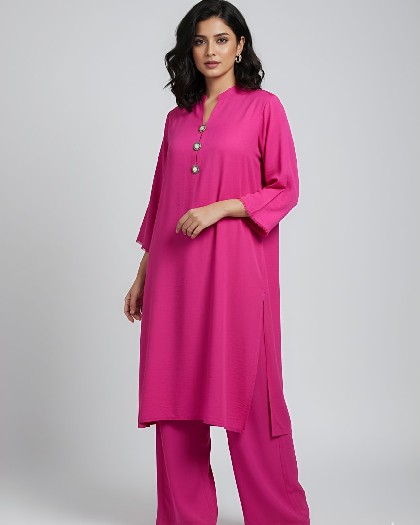 womens long dress in pink colour