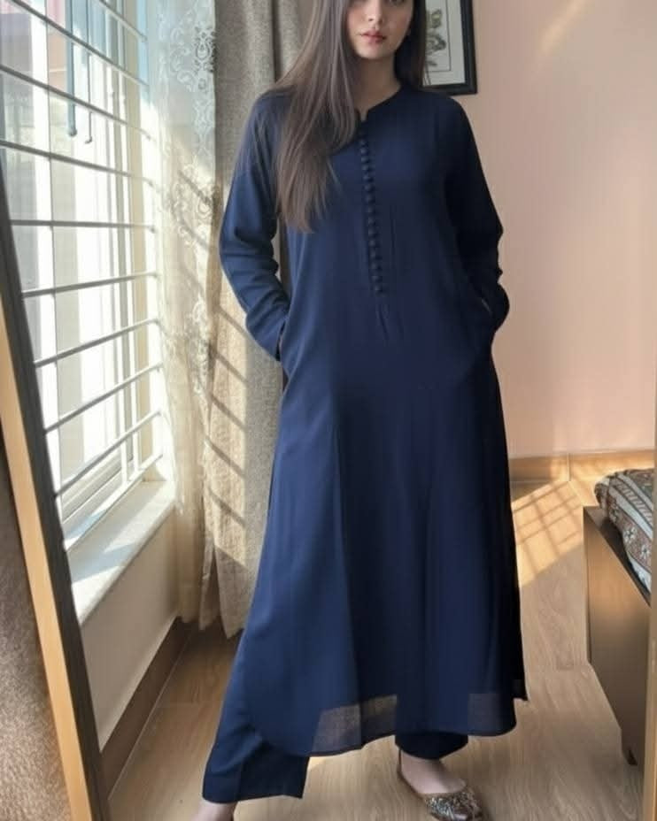womens long dress in dark blue colour