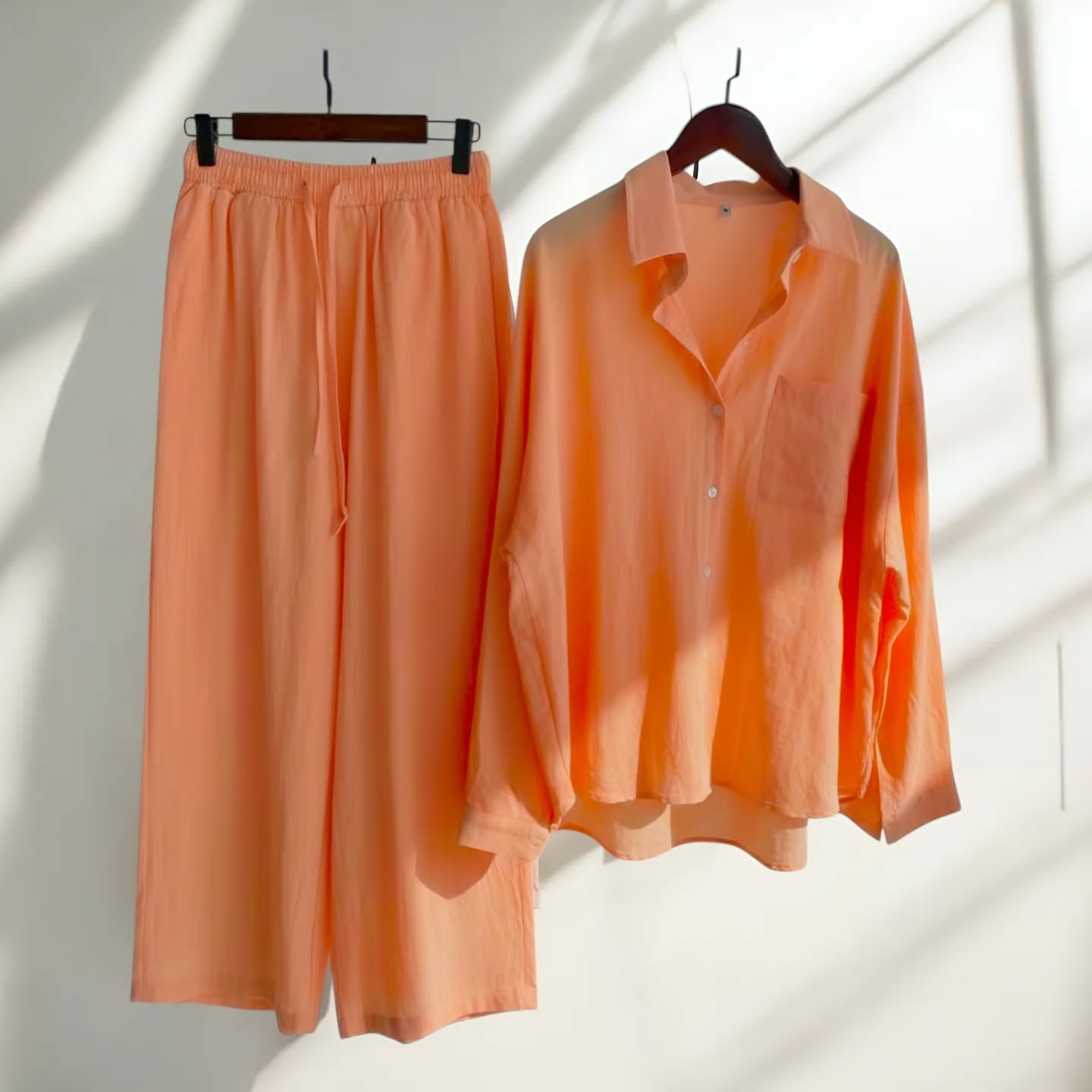 co ord set for women  in peach colour